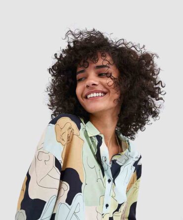 Abstract Print Cotton Blouse